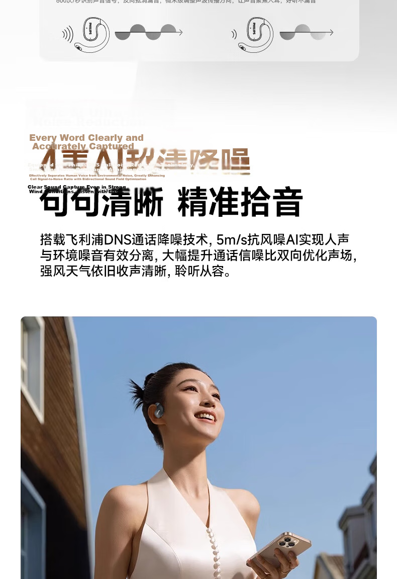 PHILIPS Bluetooth Headphones, Bone Conduction Concept, True Wireless, Over-Ear, Open-Style, Not In-Ear, Clip-On, for Sports, Running, Long Battery Life, High-End Noise Reduction, Compatible with Apple And Huawei, TAT5739-Blue 10