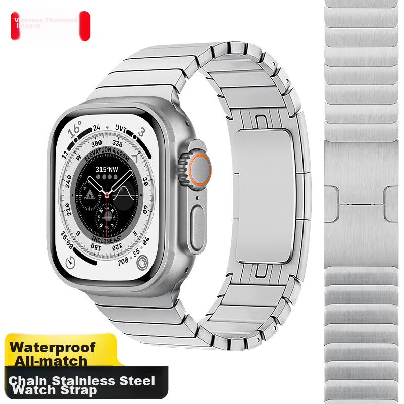 Weiqiantu Apple Watch Band Milanese Parachute Buckle Strap Titanium Color for Apple Watch Ultra 2/S10/9/8/7 49/46/45/44mm