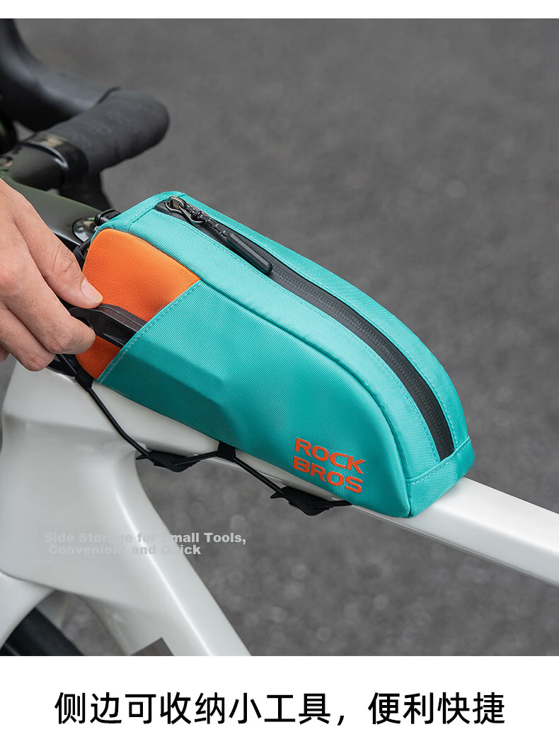 ROCKBROS Bicycle Bag Road Bike Front Frame Bag Top Tube Bag Saddle Bag Mountain Travel Cycling Gear Blue Orange 8