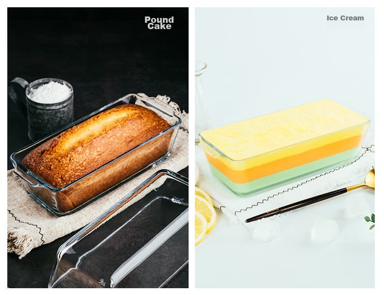 FOR BAKE Rectangular Glass Baking Dish Pound Cake Mold High Temperature Resistant Glass Bowl Microwave Oven Pasta Casserole Dish 6