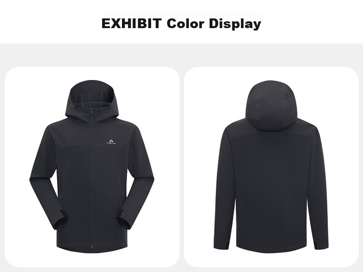 Toread Outdoor Casual Softshell Jacket Autumn Men's Hooded Fleece-Lined Durable Windproof Hiking Mountaineering Zip-Up Jacket 19
