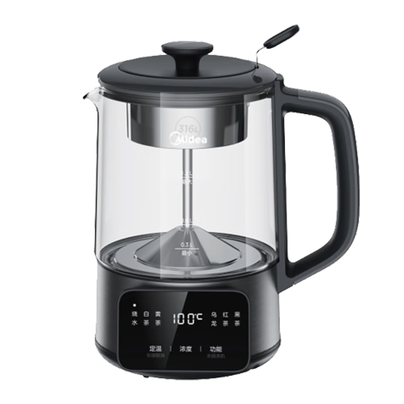 Midea 1L Large Capacity Integrated Spray Tea Maker Health Pot Office Tea Brewing and Boiling Machine 304 Stainless Steel Constant Temperature Kettle ZC10S01