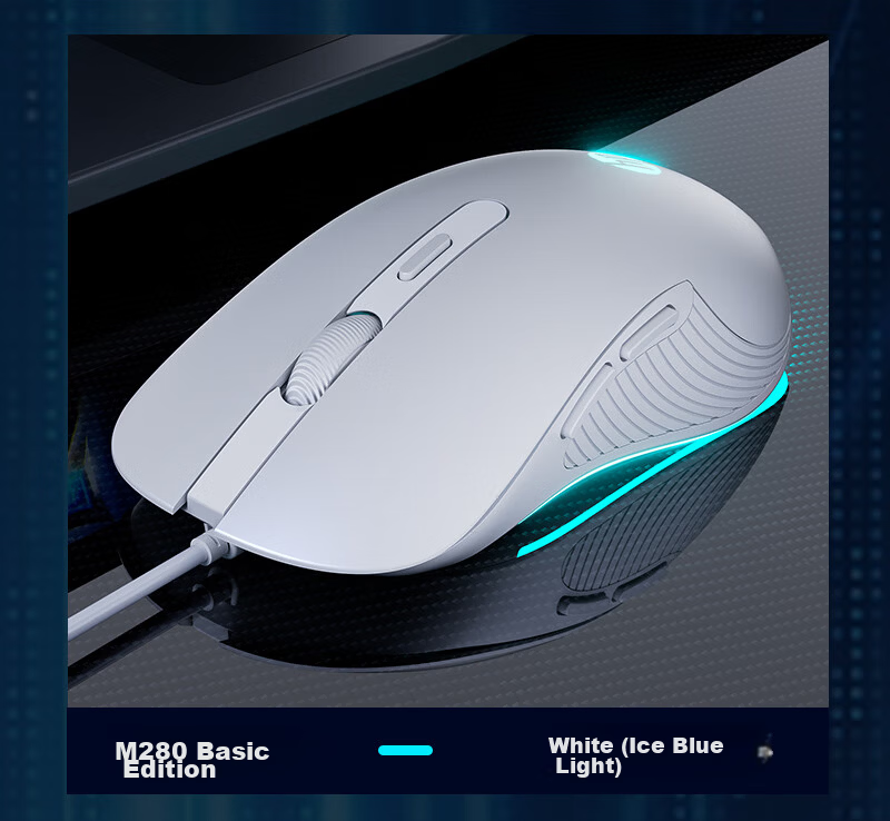 HP M280 Upgraded Wired Mouse RGB Lighting Silent Click for Laptop Desktop Office Gaming CF LOL PUBG Black Rose Red 5