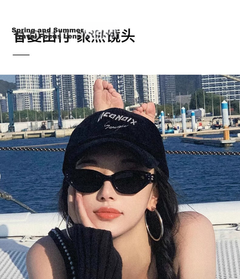 Boshide Cat Eye Sunglasses GM High-End Black Frame Gray Lens Sunglasses for Men and Women 1