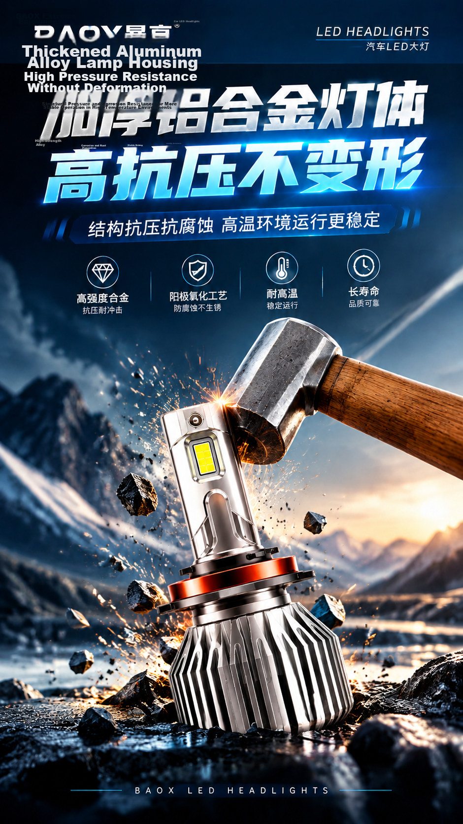 Baoxiang Car LED Headlights Bulb Laser Headlight Non-Destructive Installation Ultra-Bright Car Lights High Beam Low Beam/9005 9