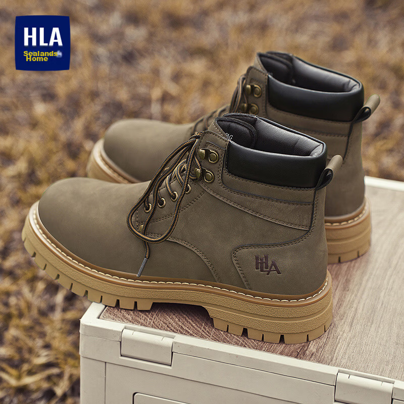 HLA Home Couple Boots Yellow Boots Men Comfortable Thick-soled Martin Boots Men's T249 Khaki Size 38