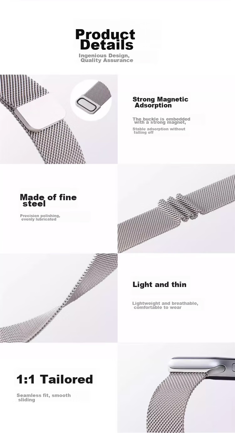 BIAZE Compatible Apple Watch Band for Apple Watch Series 9/10 Milanese Loop Magnetic Strap, Supports IWatch 8/Ultra 2/7th Generation 42/44/45/49mm - BD3 Black 8
