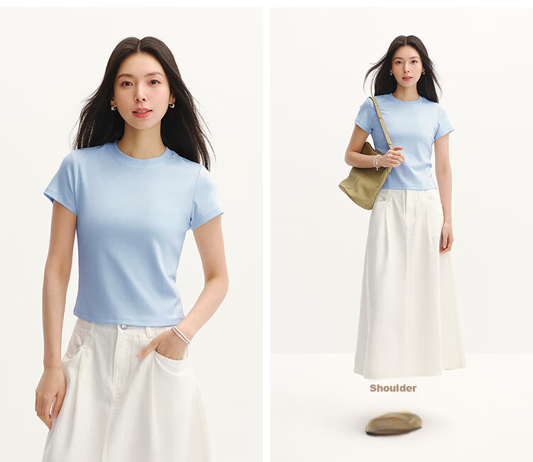 Semir Cooling Short Sleeve T-Shirt Women Summer Slim Fit Regular Shoulder Crew Neck Top 2026 Pullover 109326100004 14