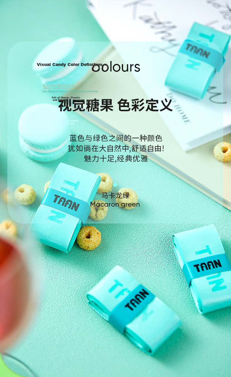 Taan Badminton Racket Grip Tape, Sweat-Absorbing, Non-Slip, Slightly Sticky Candy Grip Tape TW880, Ti Blue, 5-Pack 1