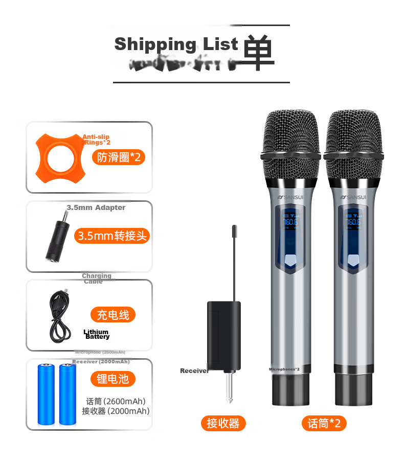 SANSUI Rechargeable Wireless Universal Microphone for Stage Professional Home KTV Karaoke Singing Speaking Meetings Outdoor Audio Speaker TV Car Universal U7 Black 13