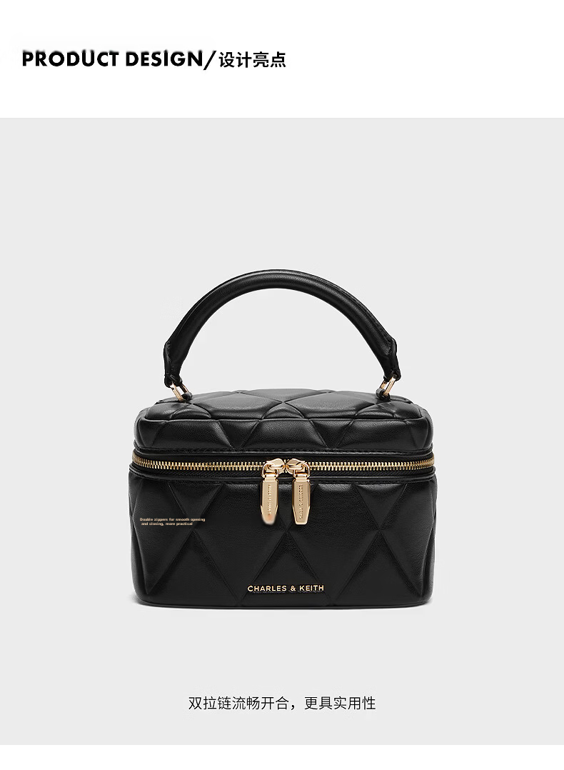 CHARLES & KEITH Quilted Chain Handle Small Square Crossbody Box Bag Women's Birthday Gift CK2-80782534 4