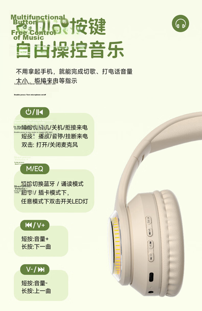 Yinwangsi Children's In-Ear Monitor Headphones Learning Aid Noise-Cancelling Wireless Bluetooth Over-Ear Headset for Students Age 6-12 Compatible with Learning Devices, Computers, and TF Card 20