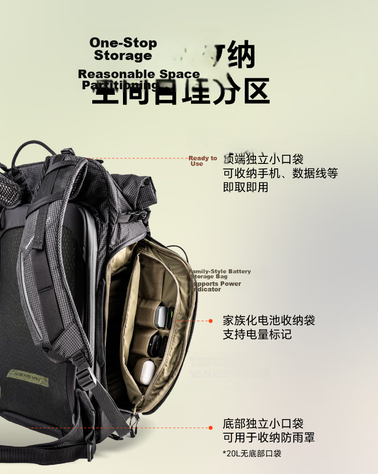 PGYTECH OnePro Ultralight Camera Backpack 20L Black Lightweight Outdoor Mountaineering Laptop Storage Compatible with Sony Fujifilm Canon 12