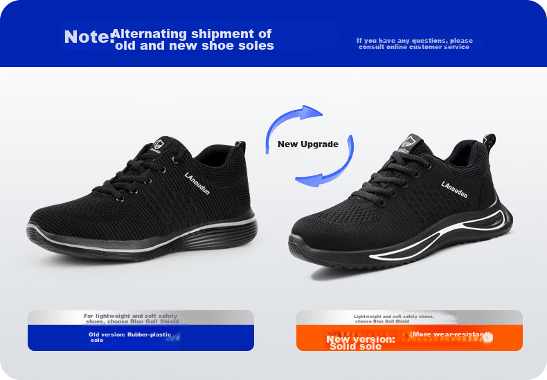 Lanoudun Safety Shoes for Men, Summer Breathable Ultra-Light Anti-Smashing Steel Toe Anti-Puncture Soft Sole Safety Work Site Shoes D9159N 44 1