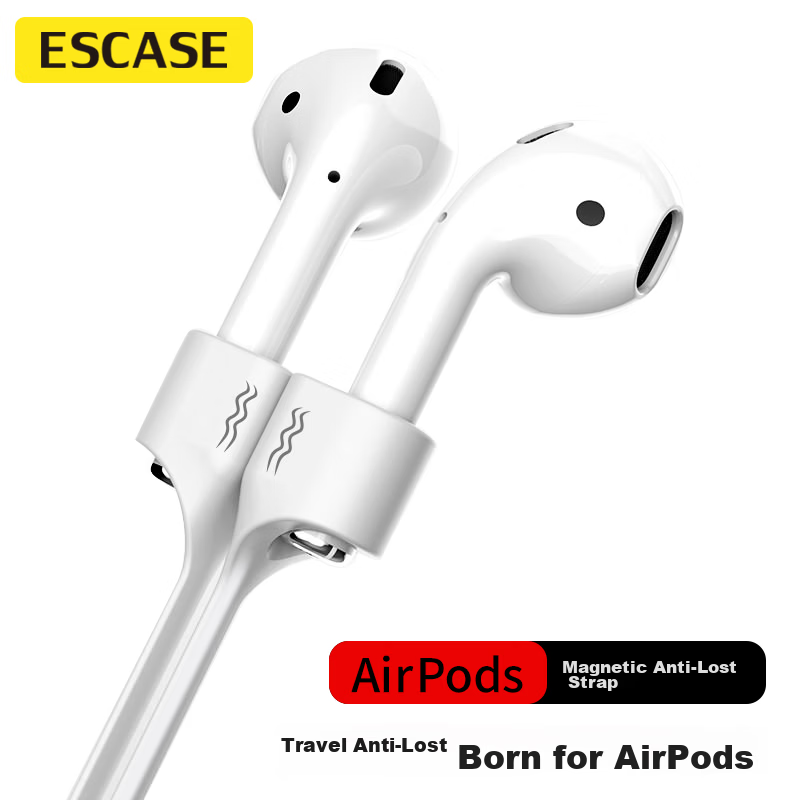 ESCASE Apple Airpods2/pro/3 Wireless Bluetooth Sports Earphones Xiaomi Huawei Walker OV Anti-Loss Rope for Travel Anti-Drop Magnetic Adsorption White