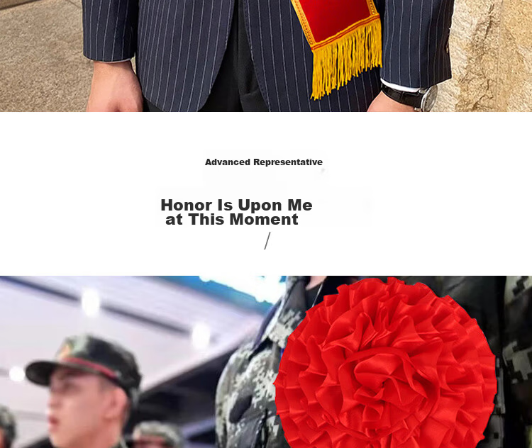 Extreme Space Honorably Discharged Ribbon + Corsage Set Military Honorably Discharged Ceremony Satin Ribbon with Gold Edges and Red Flower 5