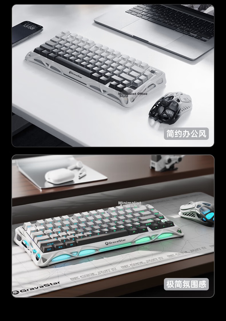 Gravity Planet Cocoon 75 Mechanical Keyboard Gaming Wireless Wired Bluetooth Tri-Mode Gasket Custom Side-Engraved Keyboard GS K1 Blue 15