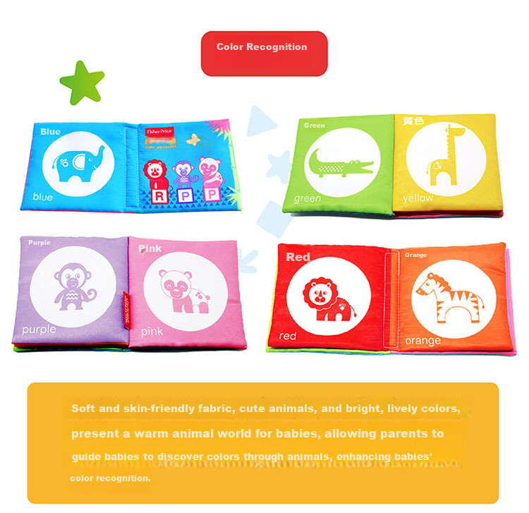 Fisher-Price Baby Cloth Book Set 6pcs Infant Toddler Early Education Toys Numbers Shapes Enlightenment Birthday Gift 13