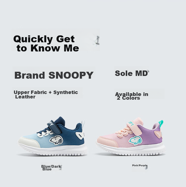 SNOOPY Children's Sports Shoes for Boys And Girls, Lightweight Running Shoes, Breathable Casual Sneakers, Model 3802, Navy Blue, Size 30 15