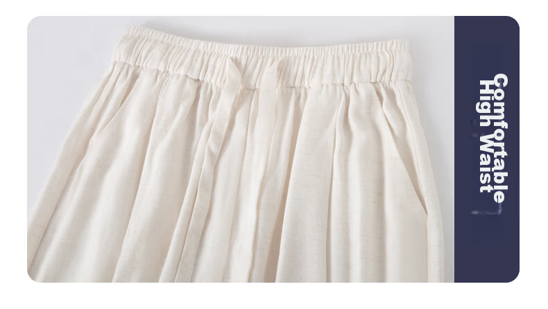 FitonTon Linen Curved Blade Wide-Leg Pants for Women 2026 Summer Lightweight Draped High-Waist Slimming Loose Casual Trousers 12