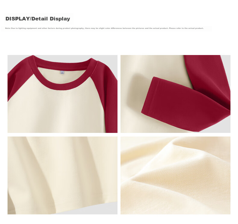 TonLion Women's Pure Cotton Long Sleeve T-Shirt Spring and Autumn New Heavyweight Color Block Loose Slim Trendy Base Shirt 14