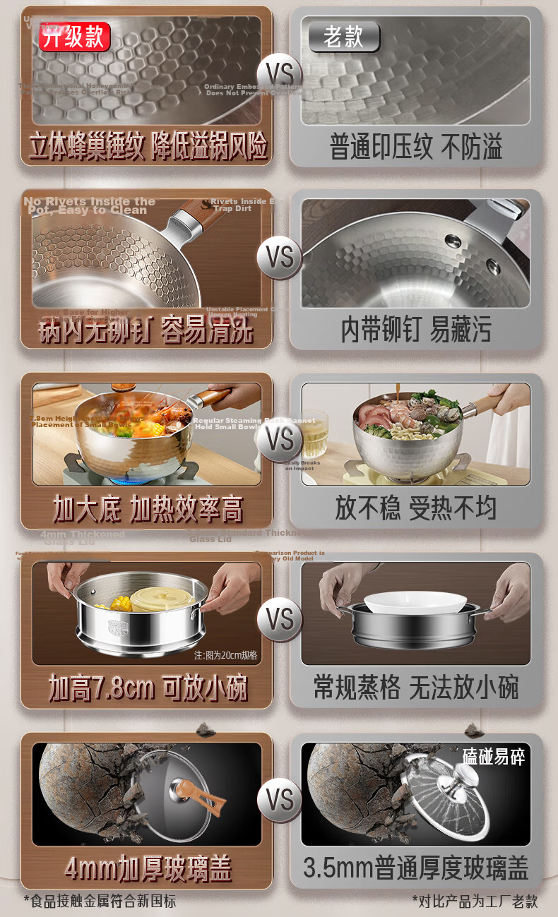 SSGP Xuepinggu Milk Pot Inner Layer, 316L Stainless Steel Food Grade, Noodle Soup Pot, Small Integrated Food Processor, 38124 11