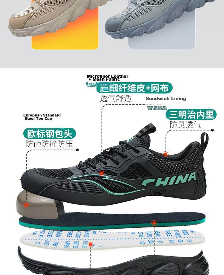 Dinggu Men's Safety Work Shoes Steel Toe Anti-Smash Anti-Puncture JD1573 Black Size 40 4