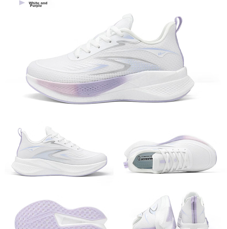 Warrior Women's Summer 2026 New Breathable Soft Sole Lightweight Casual Running Shoes 5593 White Purple Size 40 32