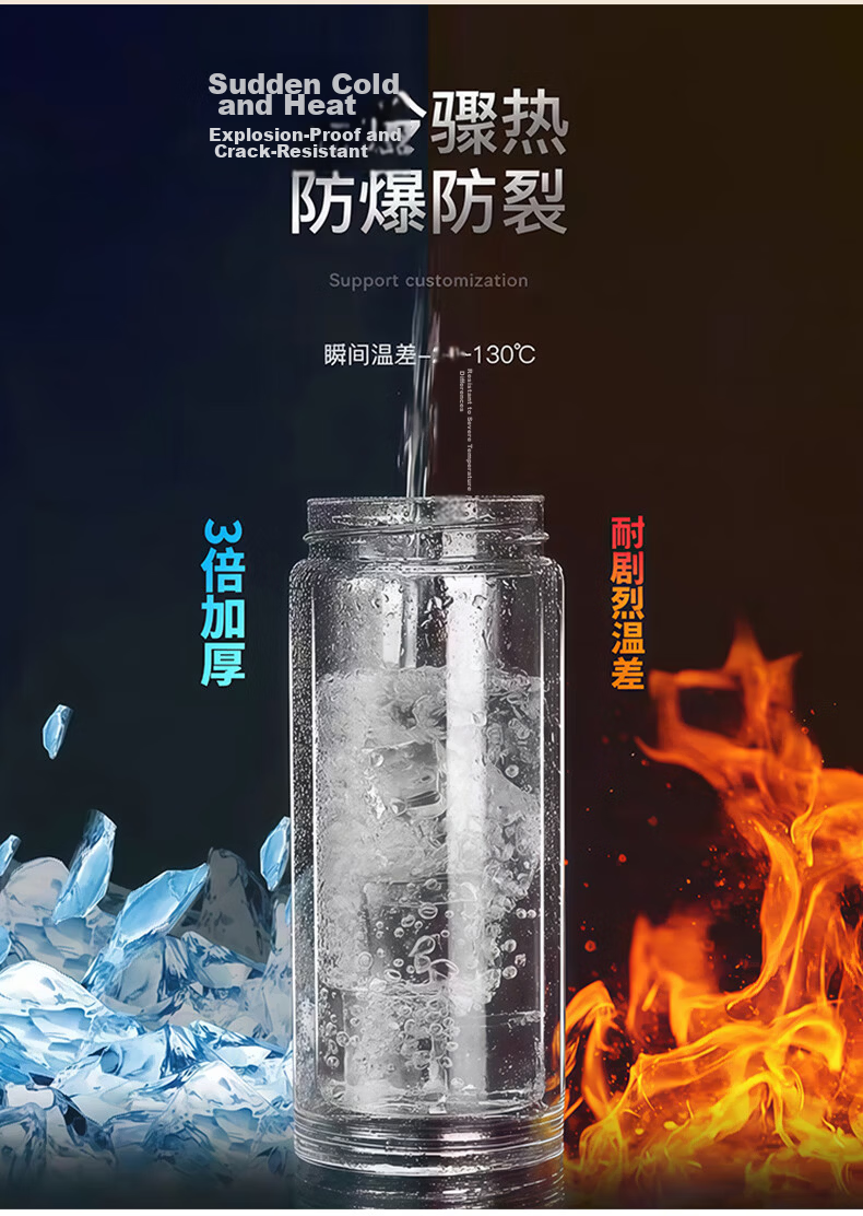 ZhaiQingSong Tea Infuser Cup for Men and Women, One-Button Lid, Double-Layer Glass, Car-Use, High-Temperature Resistant, Silver 7
