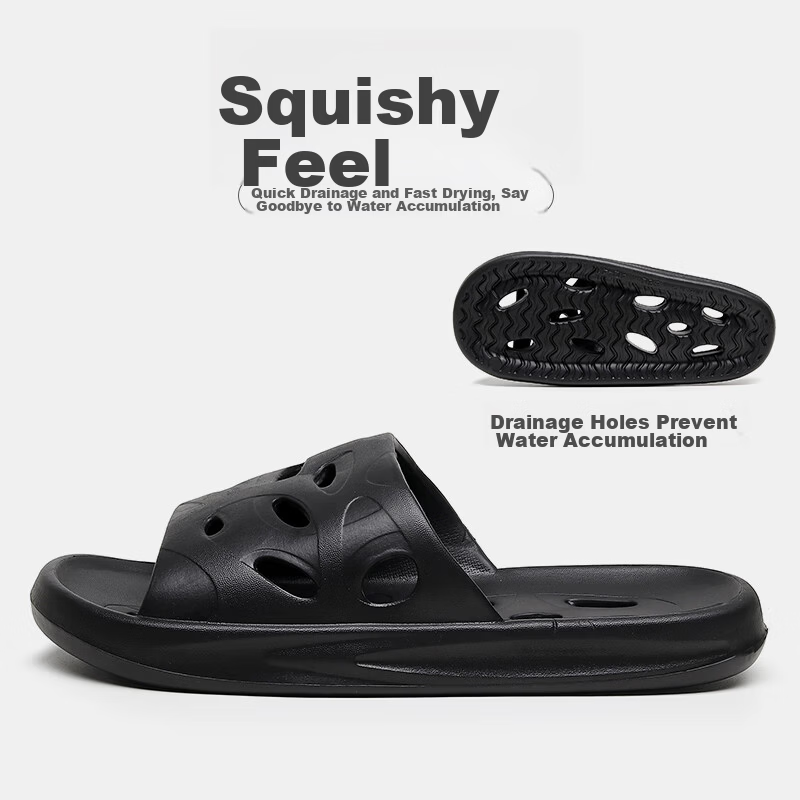 GUOLUOFEI Bathroom Slippers Unisex Summer Indoor Shower Hollow Water-Draining EVA Bathroom Sandals Green Size 38-39