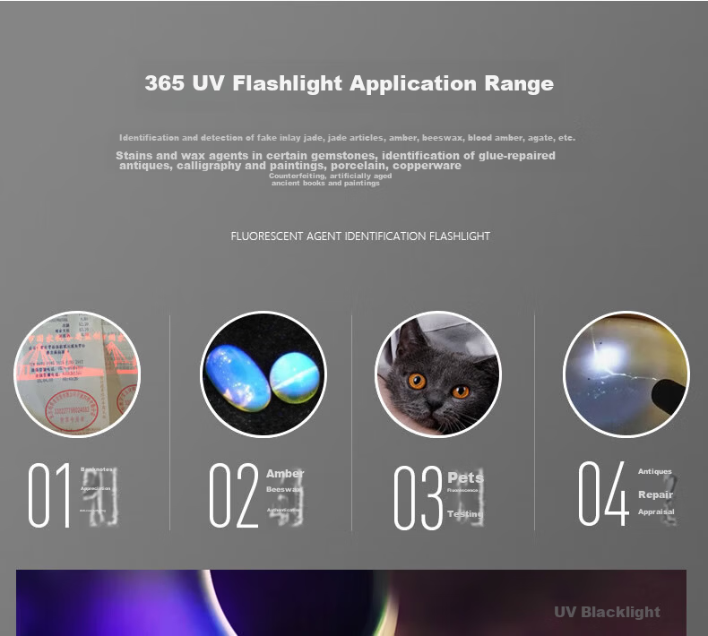 SHENYU High Power UV Flashlight Ultraviolet Light Professional Black Mirror UV365nm Coin Antique Jade Identification Lamp 4