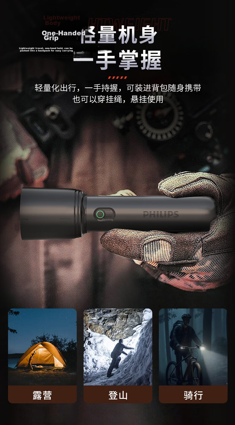 PHILIPS High Brightness Zoomable Type-C Rechargeable Flashlight Outdoor Emergency Lighting SFL2146 13