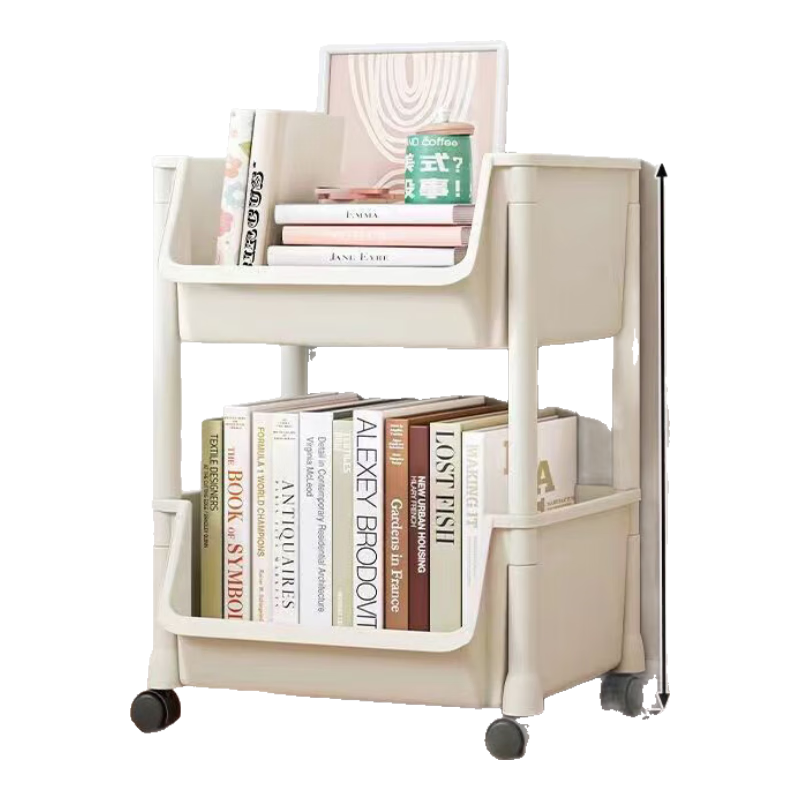 Jingjiayi Movable Small Cart Storage Rack, Children's Toy Organizer, Multi-Layer Household Kitchen Snack Shelf with Wheels