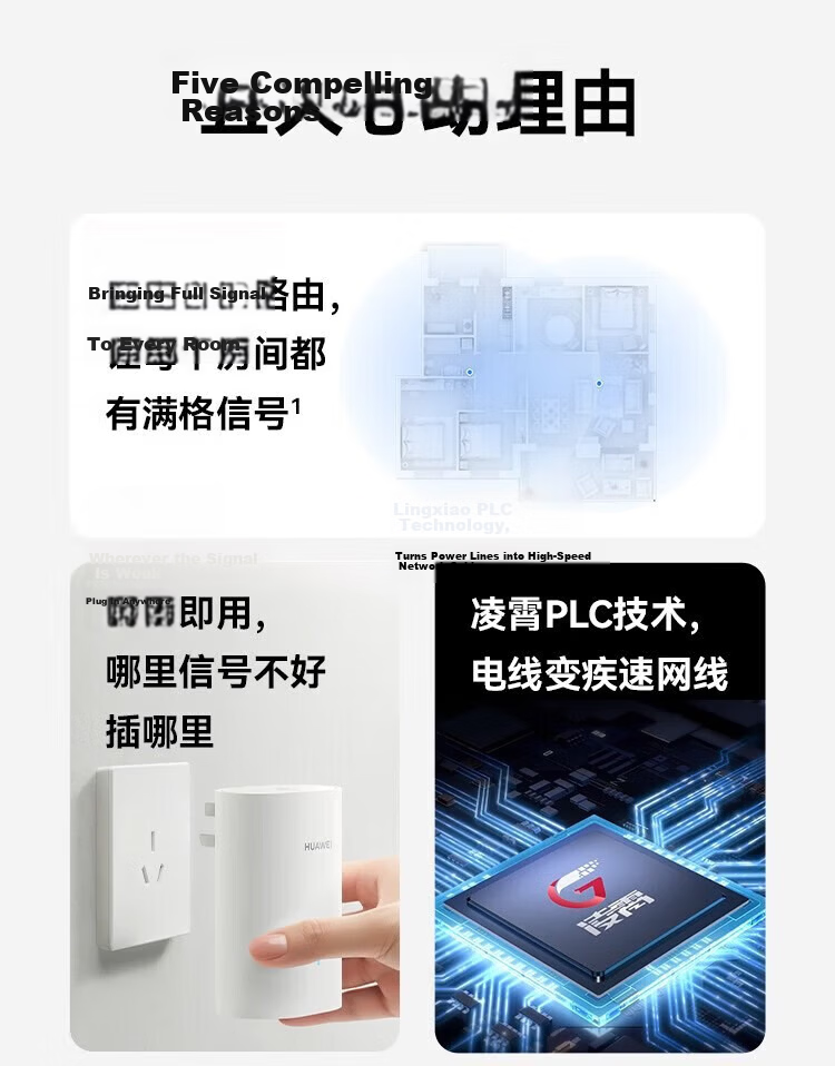 HUAWEI Lingxiao Parent-Child Router Q6 (1 Parent 2 Children Set), AX3000Mbps Gigabit Router, Whole-House WiFi 6+, Powerline Version, Wireless Wall-Penetrating King, Powerline Modem 3