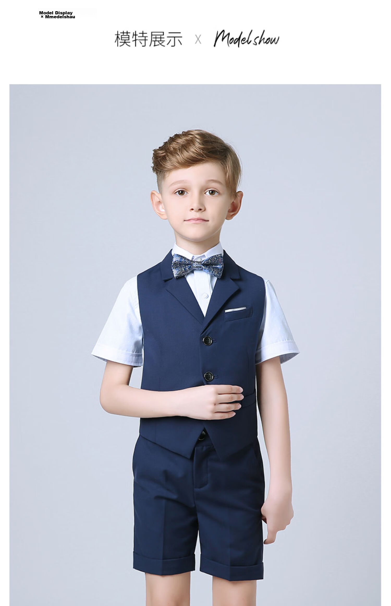 ROMON Boys' Suit, Formal Wear for Children's Holiday Performances, Vest Set for Hosting Weddings And Graduations, Navy Blue, Size 140 13