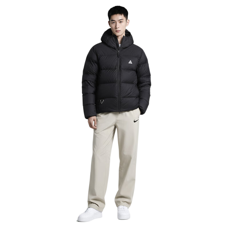 NIKE Men's Short Hooded ACG Windproof And Water-Resistant, Winter Warmth, Sports Cotton Jacket FV8911-010 Black 2XL