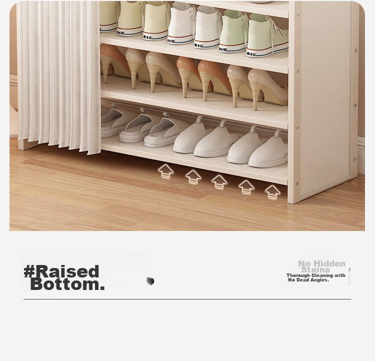 Xiaojiangcai Simple Multi-Layer Shoe Rack No-Assembly Home Entryway Dormitory Shoe Cabinet Storage Dustproof Black 5-Tier 50cm 24