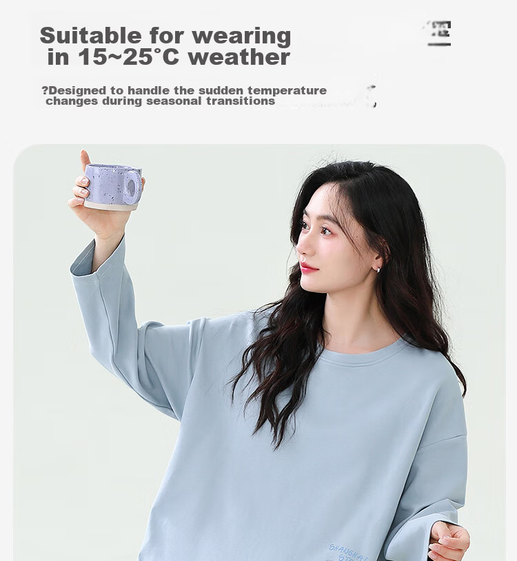 Miiow Women's 100% Cotton Long Sleeve Solid Color Sleepwear with Chest Pad Simple Loose Nightdress Homewear Blue 2XL 16