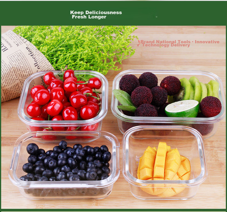 Creative Heat-resistant Glass Food Storage Box for Office Workers Microwave Lunch Box Refrigerator Storage Bento Box 700ml*2 20