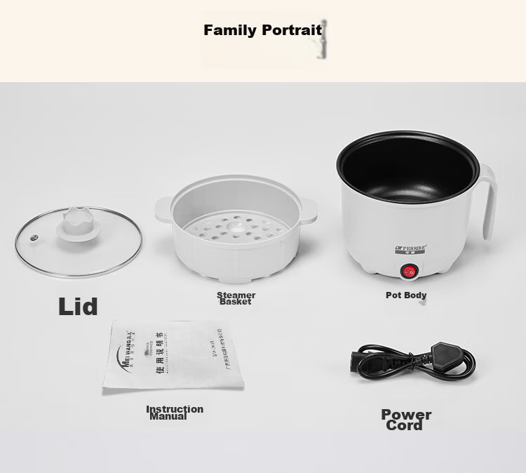 PESKOE Mini Electric Cooker Multifunctional 1-2 Person Student Dormitory Small Pot Noodle Electric Hot Pot Instant Noodle Cooker MW-DB615 16