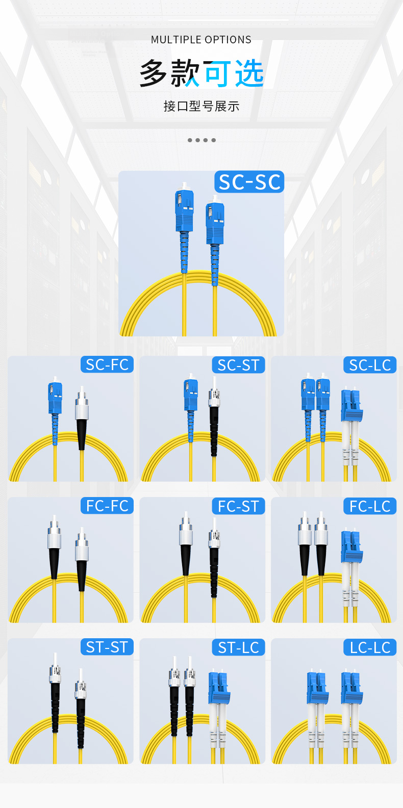 Guanghang Telecom Grade Optical Fiber Patch Cord LC-LC Single Mode Duplex 1m Indoor Fiber Optic Cable Low Smoke Halogen-Free Eco-Friendly Jacket Transceiver Pigtail GH-LL01-S 11