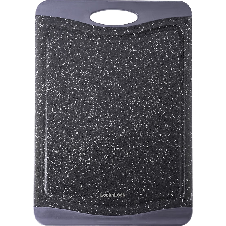 LOCK&LOCK Antibacterial Mold-Resistant Non-Slip Double-Sided Plastic Household Cutting Board, Spill-Proof Chopping Board, Dough Rolling, Fruit and Vegetable Cutting Board, Black, Medium Size