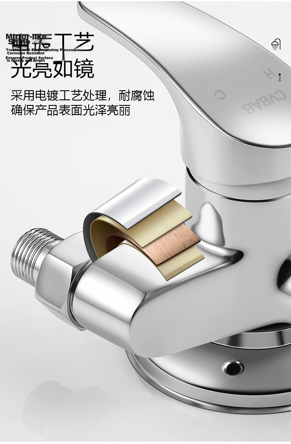 CVBAB Surface Mounted Shower Faucet Copper Mixing Valve Shower Mixer Hot and Cold Water Valve CV1031 12