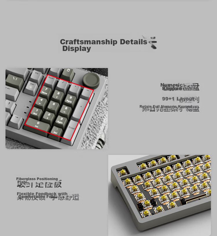 JD Original JZ990 Wired Mechanical Keyboard, 99 Keys Backlit Gasket Structure, PBT Keycaps, Multimedia Volume Knob, Dual System Compatible, Gaming And Office Use, Original Gray 19