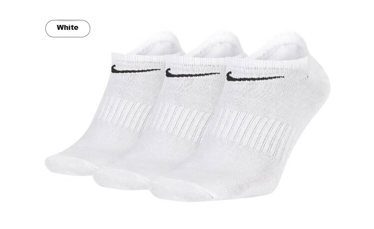 NIKE Men's Socks, Three-Pack, Boat Socks, Casual Socks, Athletic Socks, Basketball Socks, White Socks, SX7678-100, Size M 10