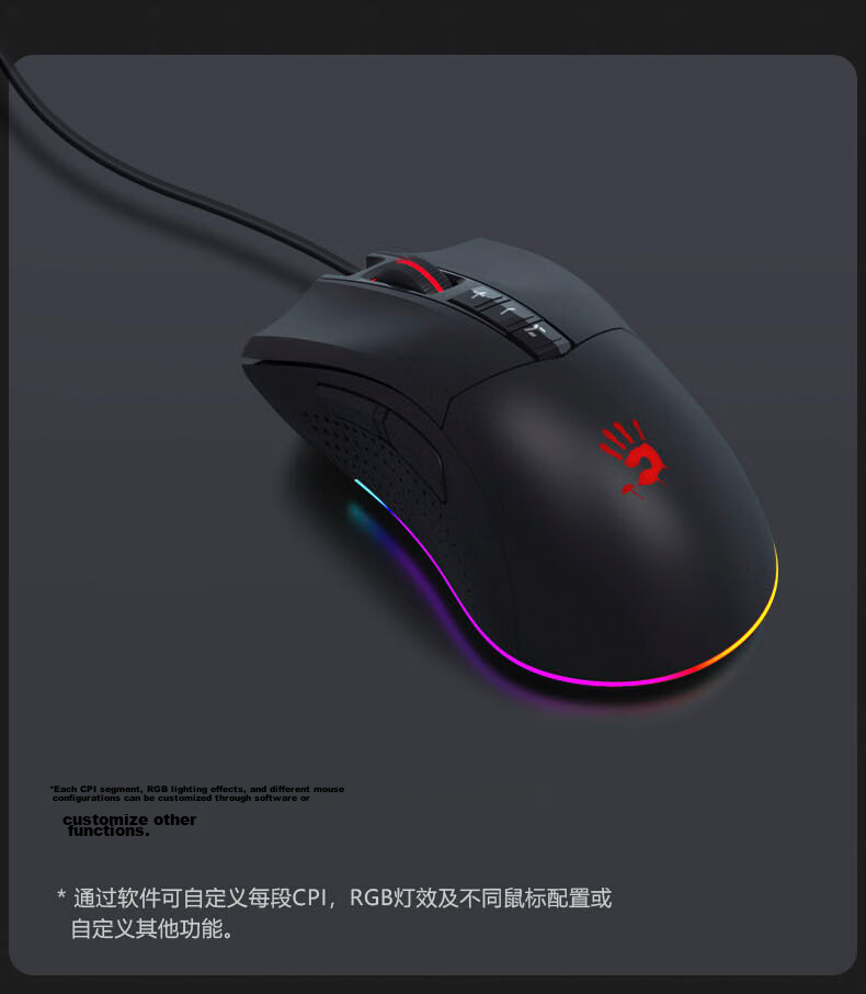 A4TECH W95Max Large Right-Hand Wired Mouse Gaming Mouse E-Sports Mouse Specialized Triangular Mouse Blood Hand Phantom Black Wired 5