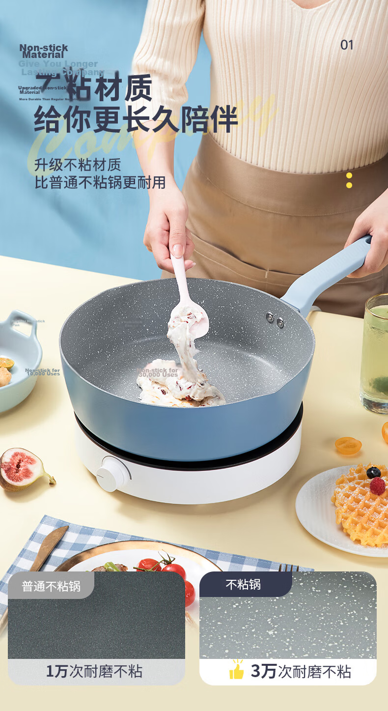 COOKER KING Frying Pan, Deep And High Skillet for Stir-Frying And Steak, Multi-Functional Pan, Compatible with Induction Cookers, 28cm 3