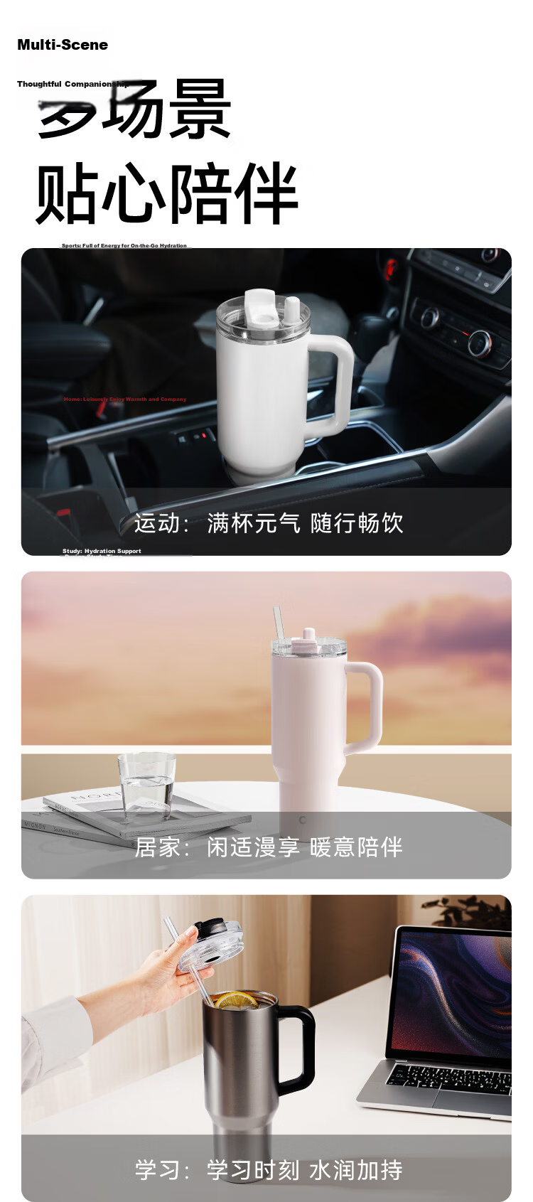 JD Original Large Capacity Straw Insulated Cup, 316L Stainless Steel Ice King Cup for Men And Women, Desktop Office Water Bottle, 1.2L, Cherry Blossom Pink 10