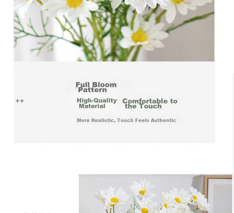 Shengshi Taibao Artificial Daisy Flowers Silk Plastic Flower Decoration Set of 5 for Living Room Dining Table Desktop Decor 12