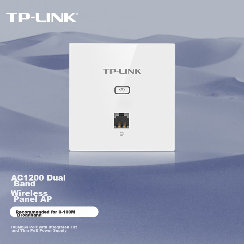 TP-LINK 1200M 5G Dual-Band Wireless Panel AP Router 86 Type Enterprise Villa Whole House WiFi POE Powered AC Managed AP1202I-PoE Slim Deep Space Silver